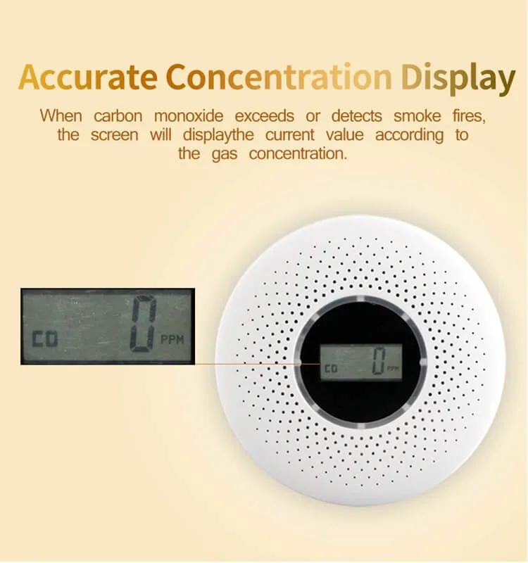 2 in 1 Combination Gas Detector with Display Mounted Home Security Fire Alarmsmoke and Carbon Monoxide Co Gas Detector