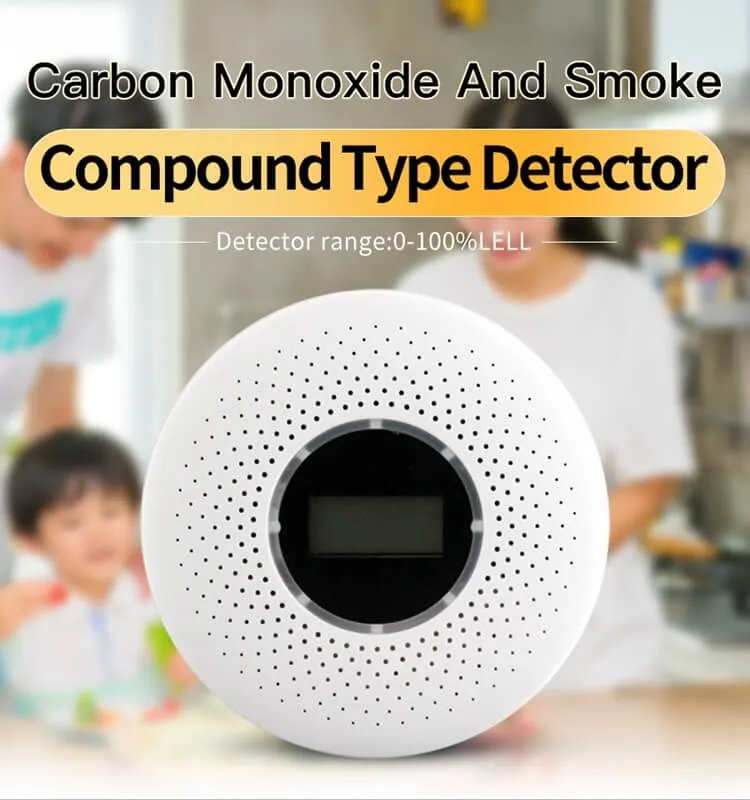 Battery Operated Combination Carbon Monoxide and Smoke Alarm with Ce LCD Display